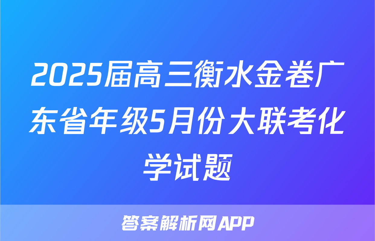 2025届高三衡水金卷广东省年级5月份大联考化学试题